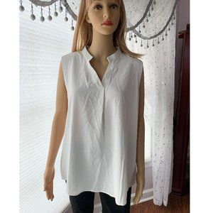 Sleeveless, White, Hi-Low Blouse